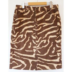 Ralph Lauren Brown Zebra Print Denim Pencil Skirt Size 10